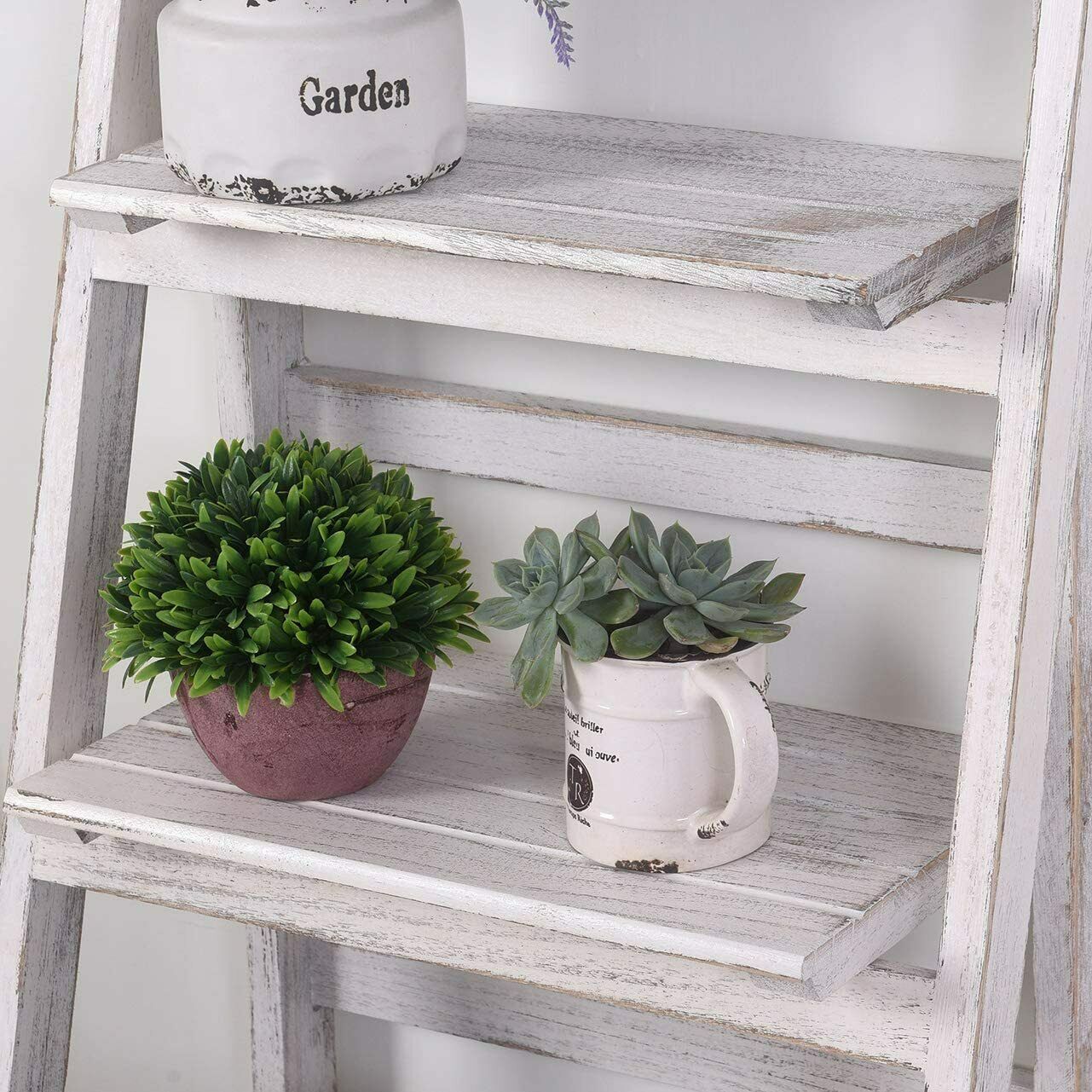 Foldable Wall White Ladder Bookcase Shelf - Westfield Retailers