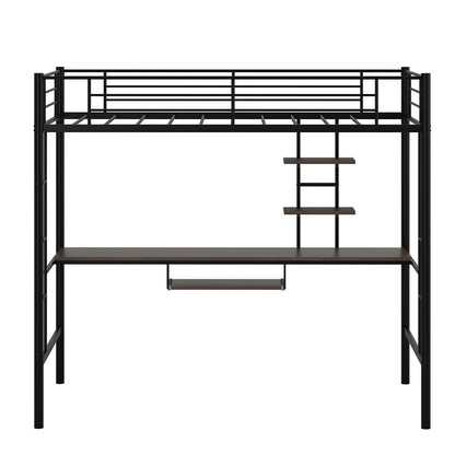 Large Twin Adult Metal Loft Bed Frame With Storage And Desk - Westfield Retailers