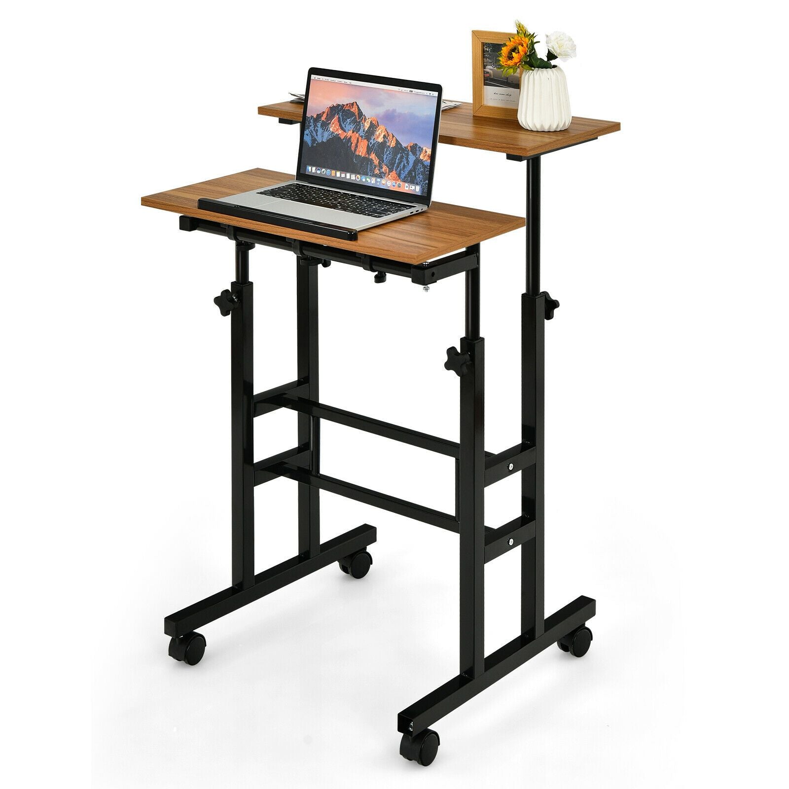 Portable Height Adjustable Wooden Standing Rolling Computer Desk - Westfield Retailers