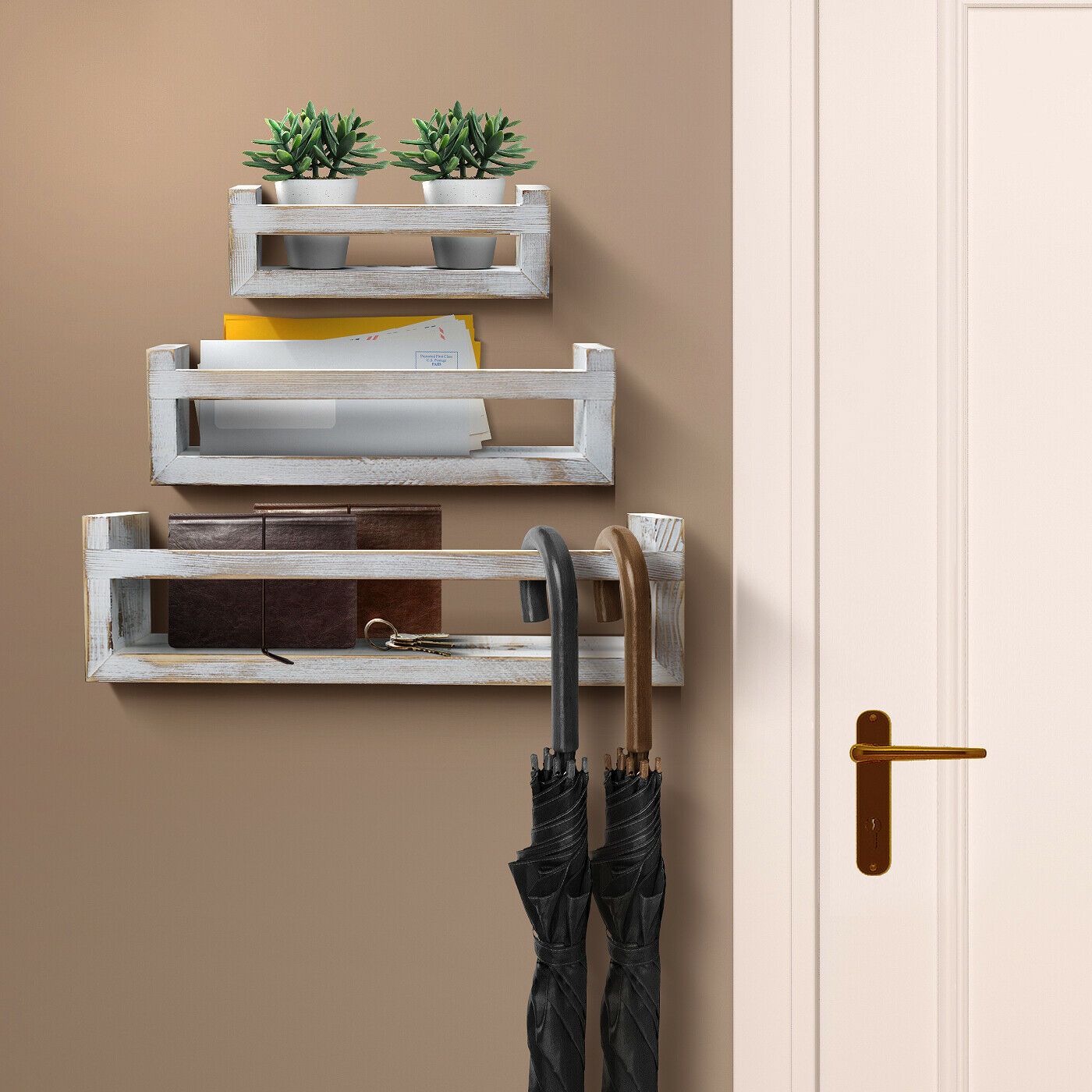 Premium Wall Mounted Floating Wooden Rustic Kitchen Shelves - Westfield Retailers