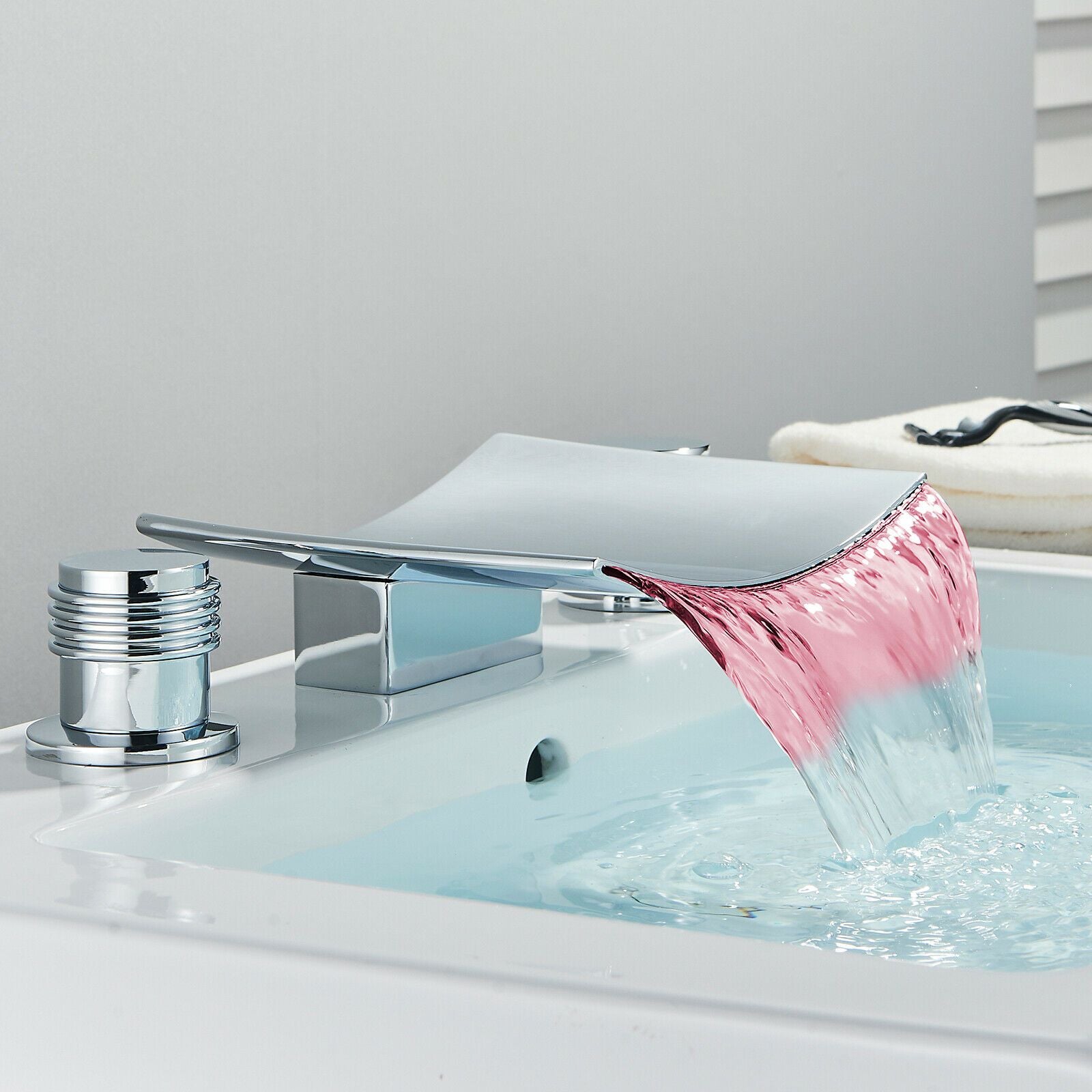 LED Widespread Waterfall Bathroom Sink Faucet 8" - Westfield Retailers