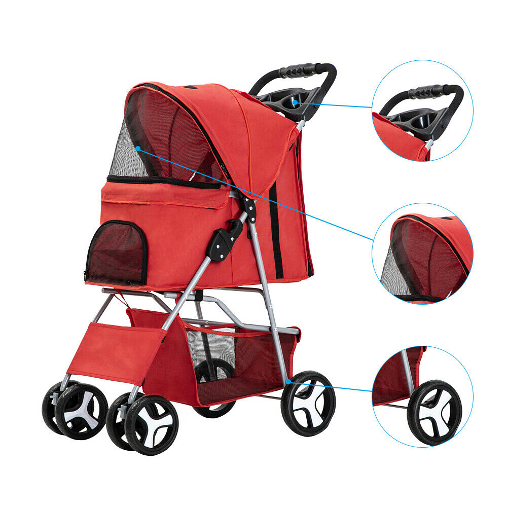 HPZ™ PET ROVER RUN Performance Jogging Sports Stroller For Small/Medium Dogs, Cats And Pets (Red) - Westfield Retailers