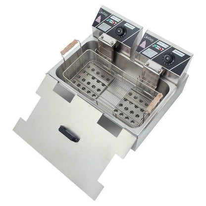 Powerful Electric Countertop Double Deep Oil Fryer With Basket - Westfield Retailers