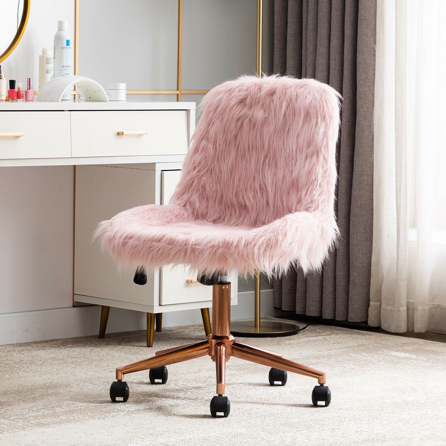 Luxurious Rolling Faux Fur Fuzzy Desk Chair - Westfield Retailers