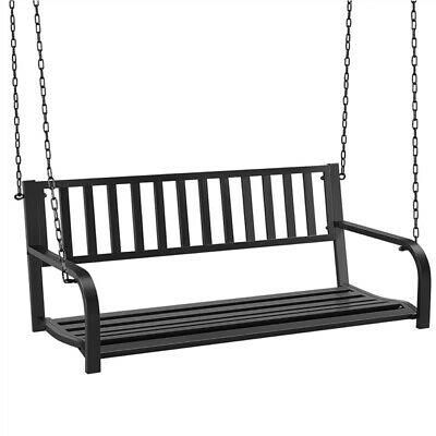 Modern Classic Outdoor Hanging Patio Black Porch Bench Swing - Westfield Retailers