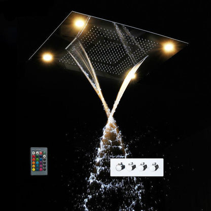 LED Ceiling Mount Rain Waterfall Shower Head Set - Westfield Retailers